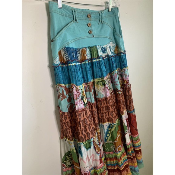 Julie G Tiered Skirt W/Beading S Ruffles BOHO SKIRT - Picture 3 of 7